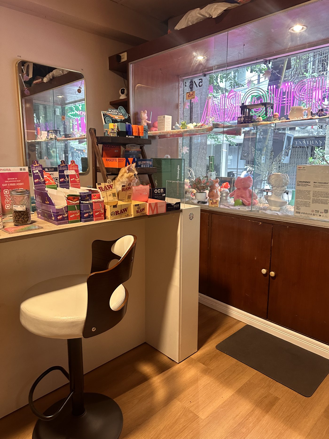 Street-level view from the counter inside Euphoria cannabis dispensary